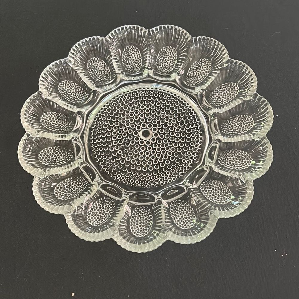 Vintage Cut Glass Deviled Egg Plate
